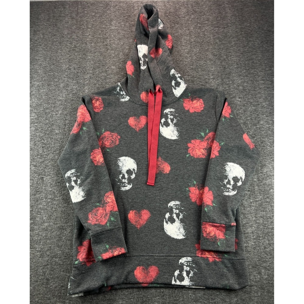 Jaclyn Intimates Skull Rose Heart Hoodie Small Gothic‎ Graphic Pullover
